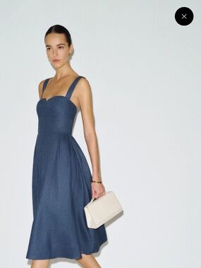Reformation Roma Linen Dress Blue - Size 2